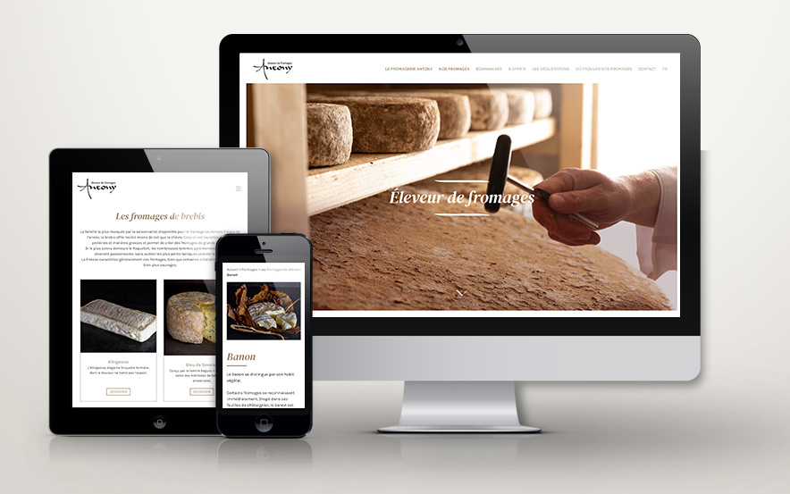 Aperçus responsive du site web de la Fromagerie Antony